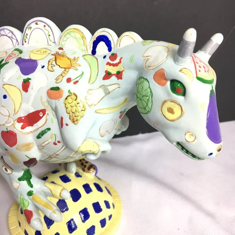 Dinosaur Figure Painted with fish lobster vegetables